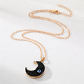 Gold Tone Druzy Crescent Moon Blue Evil Eye Pendant Necklaces view 4