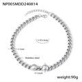 Silver Stainless Steel Cuban Chain Necklace Bracelet Dual Ball view 6