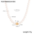 White Shell Bead Pearl Necklace Gold Zircon Barrel Accent view 6