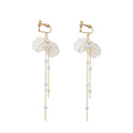 Shell Pearl Petal Chain Tassel Earrings Hook Or Clip view 5