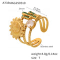 Sun Cactus Open Ring Clear And Green Zircon Stainless view 7