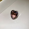Gold Silver Heart Faceted Crystal Open Ring Four Tones view 9