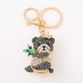 Rhinestone Crown Panda Keychain Metal Bamboo Bag Charm view 5