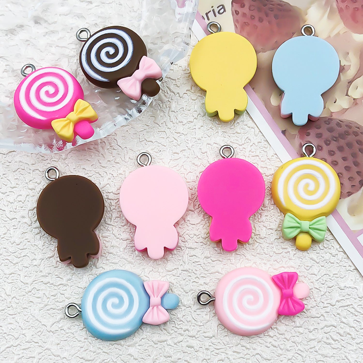 Resin Ice Cream charm pendant for DIY earring necklace keychain phone charm making