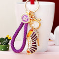 Jeweled Striped Peep Toe Stiletto Keychains in Four Colors view 3