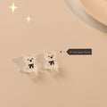 White Teddy Bear And Black Bow Stud Earrings For Women view 3