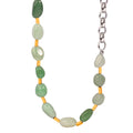 Green Natural Stone Bead Necklace Silver Chain Gold Spacers view 5