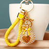 Yellow-Braided Yellow Pearl-Heart-Pouch