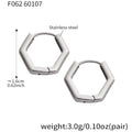 Stainless Steel Geometric Hexagon Huggie Hoop Earrings view 6