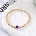 Gold Tone Beaded Colorful Evil Eye Stretch Bracelets view 7