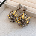 Black and Gold Openwork Floral Statement Stud Earrings view 4