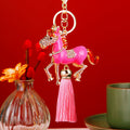 Crystal Thousand Mile Horse Keychains with Tassel and Plain Options view 7