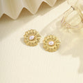 Gold Tone Flower Heart and Pearl Look Stud Earring Collection view 11