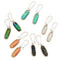 Oval Foil Glass Drop Earrings Textured Gold Frame 5 Colors view 5