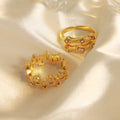 Gold Geometric Open Rings Baguette Clear Stones Two Styles view 4