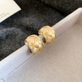 Textured C Hoop Stud Earrings In Three Size And Tone Options view 2
