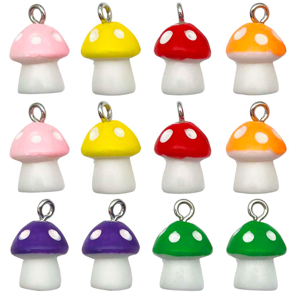 Colorful Resin 3D Mushroom Charm Pendant for DIY Keychain Bracelet Jewelry Accessories