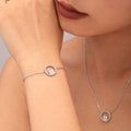 Double Circle Zircon Necklace Bracelet Ring Jewelry Set view 4