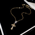 Crystal Cross Earrings and Pendant Necklaces in Two Tones view 8