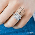 Square Cluster Multi Row Crystal Ring in Polished Metal view 4