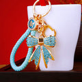 Full Crystal Bow Keychains with Fortune and Loose Heart Loop Options view 1