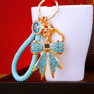 Full Crystal Bow Keychains with Fortune and Loose Heart Loop Options