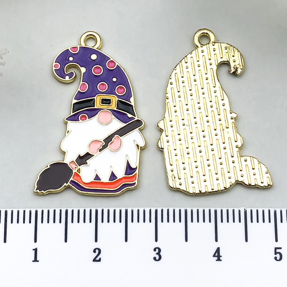 Zinc Alloy Enamel Christmas Gnome Charm Pendant for DIY Keychain Bag Decor