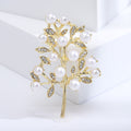 Gold Tone Berry Tree Brooch Rhinestone Leaf Accent Pin view 6