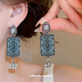 Filigree Rectangle Drop Earrings in Two Colors Statement Jewelry view 3