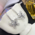 Pave Butterfly Threader Long Drop Earrings In Silver Tone view 5