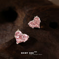 Pink Heart Crystal Stud Earrings Silver-Tone Prong Setting view 1