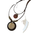 Leather Cord Star Feather Spiral Disc Pendant Necklace view 5