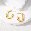 Gold Tone Textured Geometric Hoop Earrings in Eight Designs view 10