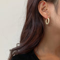 Crystal Pave Rounded Hoop Earrings in Three Sizes and Tones view 2