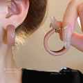 Chunky Glossy Hoop Earrings in Pink and Red Fashion Jewelry view 4
