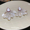 White Shell and Pearl Cluster Drop Earrings Jewelry Accessory view 4