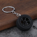 Black Tire Wheel Keychain, Textured Tread, Five Rim Colors view 6
