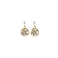 Gold Crystal Flower Disc Drop Earrings Baguette Stud Posts view 5
