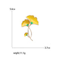 Yellow Ginkgo Leaf Stem Brooch With Open Gold Tone Curves view 5