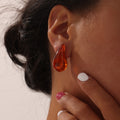 Teardrop Resin Stud Earrings Multicolor Marbled Gloss Finish view 3