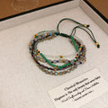 Green Gray Multistrand Bead Bracelet With Braided Cord Closure view 6