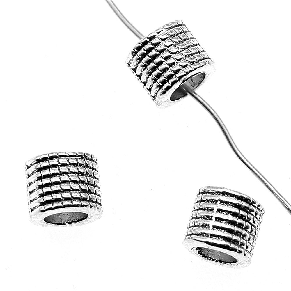 7x8x8mm 1.7g Multicolor Zinc Alloy Engraved Pattern Large Hole Spacer Beads for DIY Bracelet Jewelry