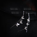 Silver Tone Butterfly Chain Long Threader Stud Earrings For Women view 3