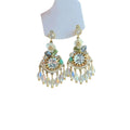 Pink Crystal Beaded Chandelier Drop Earrings with Polished Details view 5