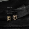 Antique Gold Black Oval Classical Cameo Bust Stud Earrings view 4