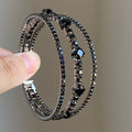 Triple Layer Open Cuff Crystal Bangle Gold Or Gunmetal view 4