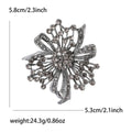 Gunmetal Rhinestone Floral Knot Brooch with Layered Loops view 4