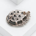 Iridescent Shell Effect Disc Brooch With Feathered Bird Curve view 4