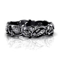 Rose Leaf Openwork Band Ring Gold Silver Black Sizes 5-12 view 2