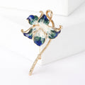 Long Stem Iris Flower Brooch in Purple or Blue Enamel view 3